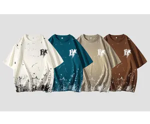 Pittura personalizzata Splatter t-Shirt per gli uomini oversize sbuffo vernice camicia Design di alta qualità nuovo stile per i giovani ragazzi - Product Image 1