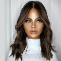 Perruque frontale HD avec mèches, ondulations naturelles, 100 % cheveux humains vierges, sans colle, avec follicules capillaires soignés pour femmes, vente en gros