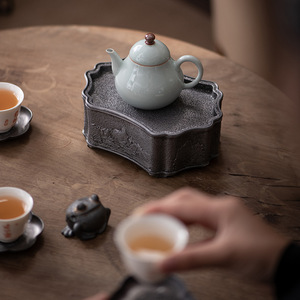 Pure Tin Old Teapot Stand River And Mountain Irregular Shape Water Storage For Kung Fu <b>Tea</b> <b>Set</b> - Product Image 3