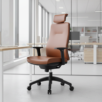 Chaise de bureau exécutive ergonomique moderne et contemporaine en cuir, dossier moyen, siège pivotant réglable en hauteur, base métallique pour usage en atelier
