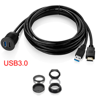 Bochara kabel ekstensi USB 3.0 USB 2.0 + HDTV, kabel dasbor Panel dudukan Flush USB Male ke Female untuk mobil dan sepeda motor