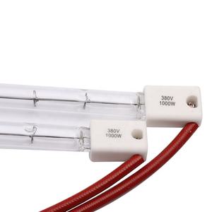 Одиночная прозрачная двухсторонняя кварцевая ИК-лампа с красным проводом 1 кВт 380 В 600 мм Инфракрасная тепловая лампа для окрасочной кабины - Product Image 5