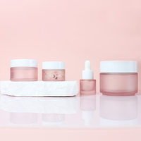 Bouteilles cosmétiques personnalisées en verre dépoli rose à épaule oblique avec bouchon à vis, vides, pour soins de la peau, 15ml/30ml/60ml/100ml/120ml/200ml