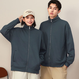 Custom Restaurant Work Uniform Stand Up Collar Zipper Sweatshirt With Logo Printed For Men And Women Red Color Polyester Fabric - Product Image 4