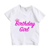 Bebek erkek/kız boyutu 1 2 3 4 5 6 7 8 9 yıl mutlu doğum günü mektubu yay sevimli baskı beyaz Tees Tops çocuk tişörtleri kızlar TSFM-005