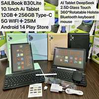Nouvelle tablette PC Android 14 AI de 10,1 pouces, 12+256 Go, Sailbook B30 Lite avec clavier, souris, 5G, 2 SIM, WIFI, tablettes pour ordinateurs portables professionnels