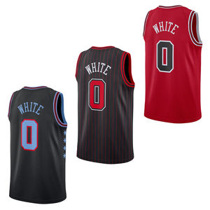 <span class=keywords><strong>Chicago</strong></span> pour hommes # <span class=keywords><strong>Maillot</strong></span> <span class=keywords><strong>de</strong></span> <span class=keywords><strong>basket</strong></span>-ball blanc Coby respirant brodé à manches courtes grande taille édition ville pour adulte – Idéal pour l'été - Product Image 1