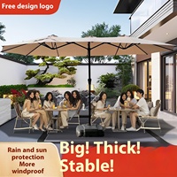 Grand parasol d'extérieur moderne imperméable en polyester avec base en acier pour cour, jardin, villa, toit-terrasse, penthouse, petite cour