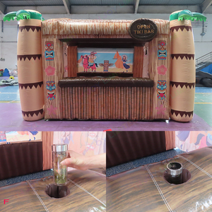 2022 nhiệt đới <span class=keywords><strong>Inflatable</strong></span> <span class=keywords><strong>Tiki</strong></span> thanh thiết lập với islander Backdrop tre hàng rào và cây dừa hoàn hảo chơi ngoài trời cho trẻ em - Product Image 2