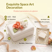 Boîte à bijoux rectangulaire en céramique faite à la main, style fleur créative et mignonne, pot de rangement, décoration de bureau créative pour fille, souvenir