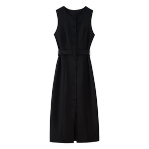 2025 Nouvelles Femmes Euro - Américain Vent Col Rond Une Poitrine Sans Manches Longue vestaglia Slim - Product Image 5