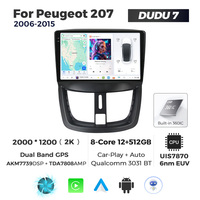 DUDUAUTO Convient pour Peugeot 207 2006-2015, système multimédia Android modifié pour voiture, navigation Bluetooth, Car-play, écran de recul