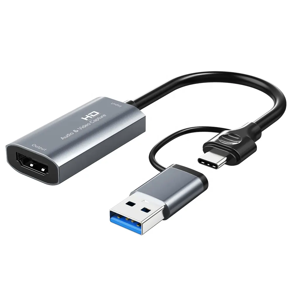 Kartu pengambilan Video kamera komputer 4K HDTV ke USB/USB-C, kotak perekam Video HDTV untuk PC siaran langsung kamera komputer