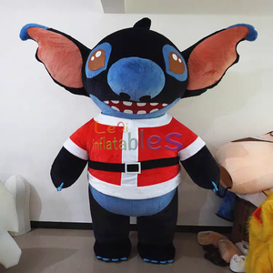 2M Đen Stich Với Giáng Sinh Phù Hợp Với Linh Vật Trang Phục Inflatable Stich Linh Vật Bơm Hơi Stich Lông Sang Trọng Di Chuyển Trang Phục Cho Kỳ Nghỉ - Product Image 1