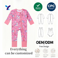 Combinaison bébé personnalisable en bambou à double fermeture éclair, ajustement élastique, modèle OEM/ODM, pour petit frère