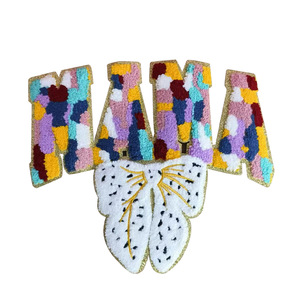 Factory Outlet <span class=keywords><strong>MAMA</strong></span> Fête des Mères Patch Brodé Coloré Chenille <span class=keywords><strong>Big</strong></span> Bow Gold Glitter pour Chemise - Product Image 1