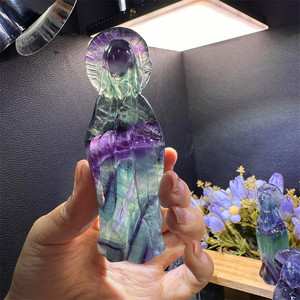 Artisanat en Cristal Naturel : <span class=keywords><strong>Ange</strong></span> Sculpté en Quartz de Feu, <span class=keywords><strong>Ange</strong></span> en Fluorite Arc-en-ciel, <span class=keywords><strong>Ange</strong></span> en Améthyste Polie pour la Guérison, Décoration et Cadeau - Product Image 2