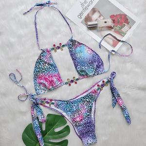<span class=keywords><strong>Bikini</strong></span> decorativo con diamantes de imitación de leopardo, conjunto de traje de baño de dos piezas, trajes de baño exóticos para mujer - Product Image 3
