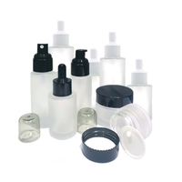 Set Botol Kaca Silinder Bahu Datar 20ml 30ml 60ml Amber Frosted Transparan untuk Serum Kosmetik dan Minyak Esensial dengan Pipet