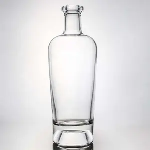 Vente de bouteille transparente, botella de vidrio personalizada para licor de whisky y tequila de 750ml avec tapas