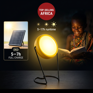 Lampe solaire LED, charge complète en 5-7h, panneau mono, 3 niveaux de luminosité réglables, autonomie de 5-17h, lampe solaire pliable et portable - Product Image 1
