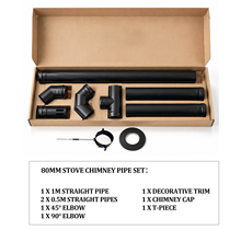 Stufa a Legna Moderna <span class=keywords><strong>da</strong></span> Interno in Acciaio al Carbonio, Efficienza Elevata 78,5%, Caminetto Autoportante per Riscaldamento Domestico - Product Image 6