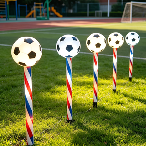 Football Pentagram Santa Clauses Star Candy Canes Shape Pathway Lights <strong>Garden</strong> Use Solar Football Decoration Light up - Product Image 3
