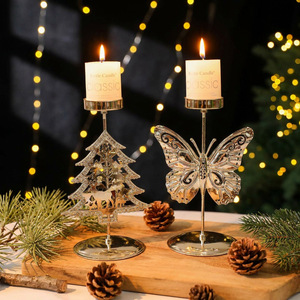 LINGKAI Christmas Metal Candle Holder Hollow Star Tree <b>Butterfly</b> Tabletop Candlestick Home Holiday <b>Party</b> <b>Decor</b> - Product Image 2