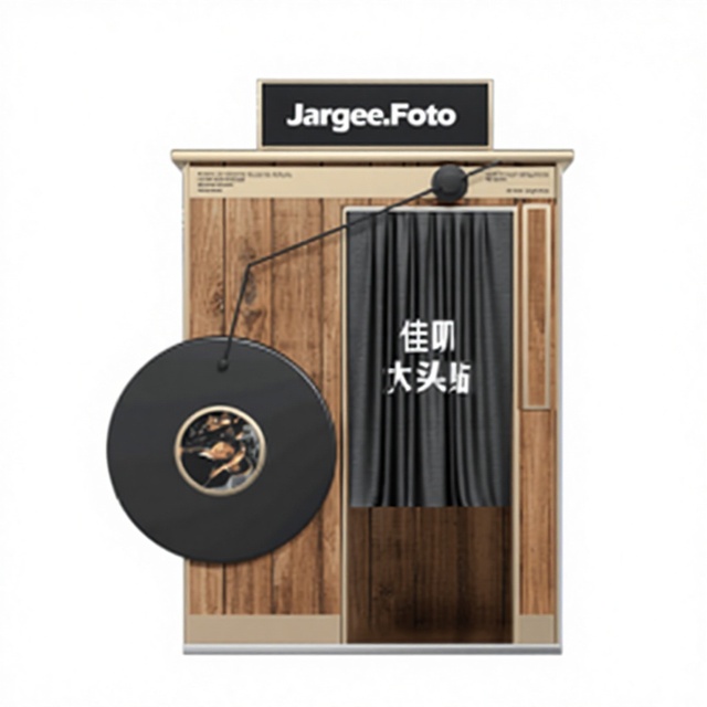 Vintage Vinyl Music Theme Enclosed Photo Booth Cabin Shell for Music Festival and Party Event