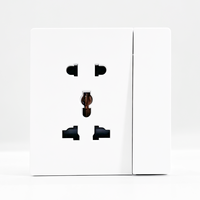 Prise murale universelle 5 broches en cuivre phosphoreux à contact argenté avec cadre en acier et panneau PC ignifuge A6 B1, avec double interrupteur de commande