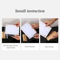 Lot de 3 supports de menu/flyers de table en acrylique en forme de T, double face, personnalisables, écologiques et multifonctionnels avec base en bois – Idéal pour cadeaux
