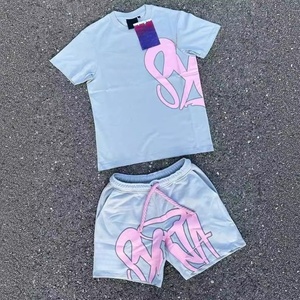 Ensemble décontracté sportswear SYNA WORLD 2026 US Fashion en coton sergé 100% pour homme, style streetwear hip-hop ample, été, manches courtes - Product Image 2