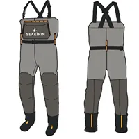 Cuissardes de pêche imperméables 4 couches pour hommes avec pieds intégrés, pour la pêche en rivière et la chasse, avec protection en néoprène anti-gravier