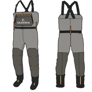 Cuissardes de pêche imperméables 4 couches pour hommes avec pieds intégrés, pour la pêche en rivière et la chasse, avec protection en néoprène anti-gravier - Product Image 5