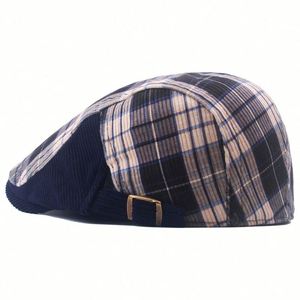 Gorra Newsboy Ajustable de Pana, Gorro Ivy para Hombre, Boina Vintage con Mosaico a Cuadros, Boina Británica de Invierno para Hombre - Product Image 6