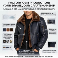 Blouson Aviateur d'Hiver OEM pour Homme – Vente en Gros, Col en Fourrure de Mouton Personnalisé, Poches Zippées, Doublure en Peau de Mouton, Vêtement d'Extérieur en Cuir Véritable