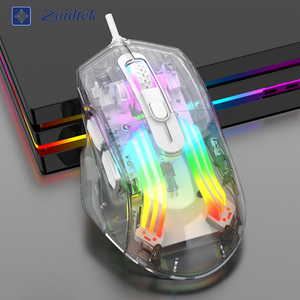Souris de jeu filaire USB programmable à 6 boutons RGB Macro, optique 1000 Hz, entièrement transparente en cristal - Product Image 5