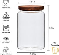 Pot de conservation en verre borosilicate avec couvercles, réservoir à bonbons en verre personnalisé pour la cuisine avec couvercle en bois