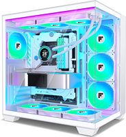 Boîtier PC de jeu ATX Full Tower FOIFKIN F600 avec 7 ventilateurs PWM ARGB préinstallés, verre acrylique panoramique à 270°, ports audio (noir)