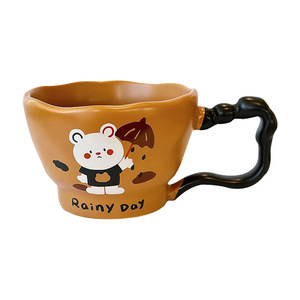Mug en céramique avec poignée, design de dessin animé à large ouverture, pour café et thé, cadeau mignon pour filles, printemps 2025 - Product Image 5