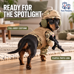 Disfraz Divertido de Perro para Halloween, Camuflaje de Soldado, Traje Militar para Mascotas con Casco para Cosplay, Disfraz para Fiestas - Product Image 1