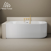 Baignoire autoportante en acrylique de haute qualité WhiteForest, asymétrique, à paroi large cannelée, pour droitier ou gaucher