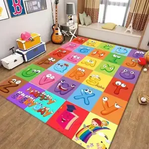 Washable Customer ABC learning Game Print Numbers and Shapes Educational Kids Carpets Anti slip Fun Game Children Play Area Rug