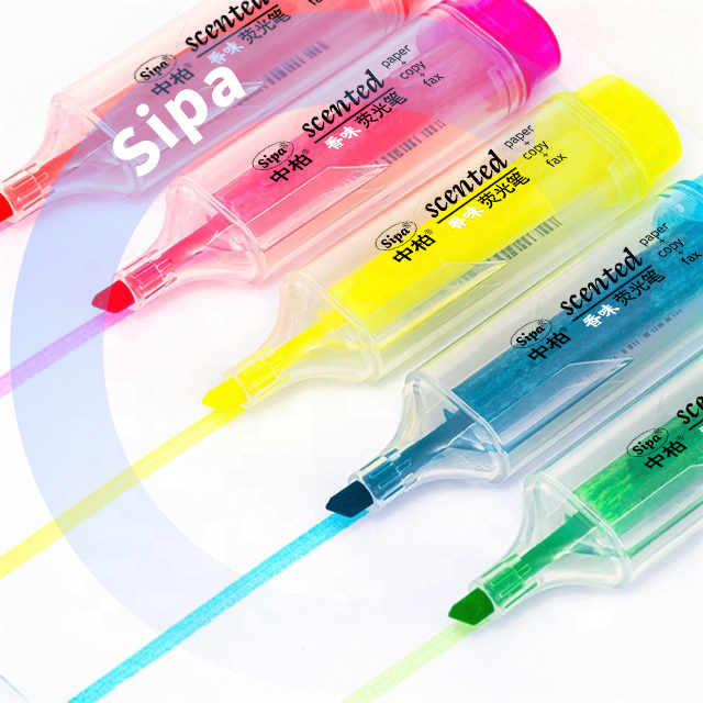 SH808S Highlighter Oblique Tip Marker Pen Adults Kids School Supplies Large Ink Reservoir Writing Pastel Colors