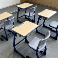 Ensemble table et chaise d'étude scolaire personnalisable, pieds en tube d'acier, hauteur réglable, mobilier de classe scolaire, bureau et chaise individuels