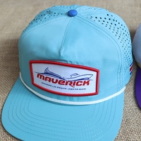 Casquette Snapback 5 Panneaux à Visière Plate avec Corde, Logo Tissé Personnalisé, Trous Découpés au Laser, Séchage Rapide, en Nylon, pour Pêche en Extérieur – Vente Chaude en Gros