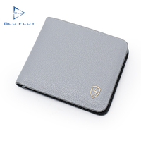 Dompet Kulit Asli Pria Mewah Grosir, Model Pendek dengan Penutup Terbuka, Lapisan Poliester, Dompet Kulit Elegan Merek BLU FLUT