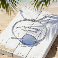 Bracelet Bohème pour Femme et Homme, Jonc en Verre de Mer, Cordon Ajustable, Bracelet de Plage Fait Main, Bijou Océanique Tendance Minimaliste Unisexe