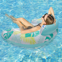 Fauteuil flottant gonflable à imprimé tropical pour la piscine avec porte-gobelet pour la détente
