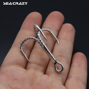 SEACRAZY Acier à haute teneur en carbone 8 #   <span class=keywords><strong>Hameçon</strong></span> triple 3/0 brillant à écailles de poisson, antidérapant, <span class=keywords><strong>pour</strong></span> <span class=keywords><strong>la</strong></span> pêche à <span class=keywords><strong>la</strong></span> traîne de gros gibier, modèle <span class=keywords><strong>pour</strong></span> <span class=keywords><strong>la</strong></span> perche - Product Image 4